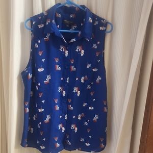 Banana Republic Blue Sleeveless Button Down Shirt